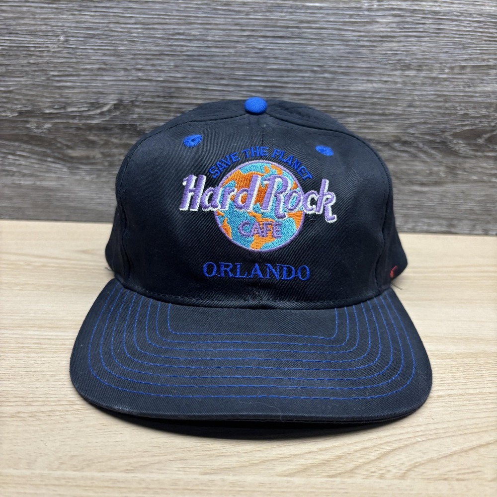 Vintage Hard Rock Cafe Hat Cap Snap Back One Size Orlando Embroidered 90s